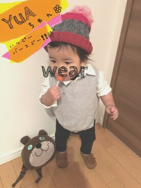「babygap」｜「アイテム（モカシン/デッキシューズ）」を使った、しずさん（キッズ・70cm）の秋コーディネート