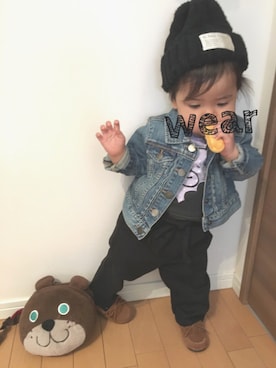 「babygap」｜「アイテム（モカシン/デッキシューズ）」を使った、しずさん（キッズ・70cm）の冬コーディネート
