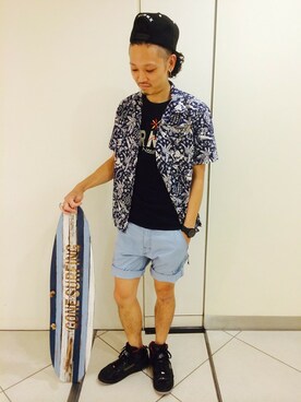 「TYPE BLUE（タイプブルー）のアイテム（Tシャツ/カットソー）」を使った、KARASAWAさん（メンズ・173cm）の夏コーディネート