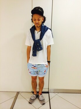 「TYPE BLUE（タイプブルー）のアイテム（Tシャツ/カットソー）」を使った、KARASAWAさん（メンズ・173cm）の夏コーディネート