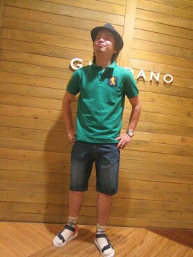 「ベルトサンダル」｜「アイテム（帽子）」を使った、GIORDANOサンステ福山店さん（メンズ・172cm）の夏コーディネート