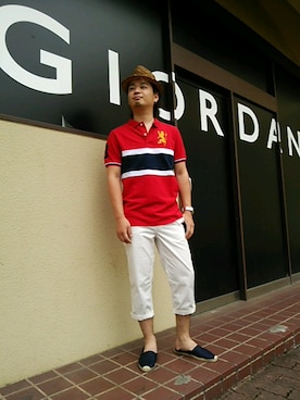 「GIORDANO（ジョルダーノ）のアイテム」を使った、GIORDANOサンステ福山店さん（メンズ・172cm）の夏コーディネート