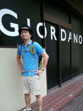「GIORDANO（ジョルダーノ）のアイテム」を使った、GIORDANOサンステ福山店さん（メンズ・172cm）の夏コーディネート