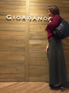 「GIORDANO（ジョルダーノ）のアイテム」を使った、GIORDANOサンステ福山店さん（レディース・160cm）の秋コーディネート