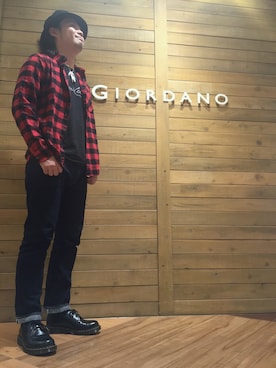 「GIORDANO（ジョルダーノ）のアイテム」を使った、GIORDANOサンステ福山店さん（メンズ・172cm）の秋コーディネート
