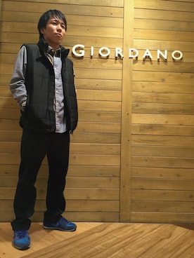 「GIORDANO（ジョルダーノ）のアイテム」を使った、GIORDANOサンステ福山店さん（メンズ・165cm）の秋コーディネート