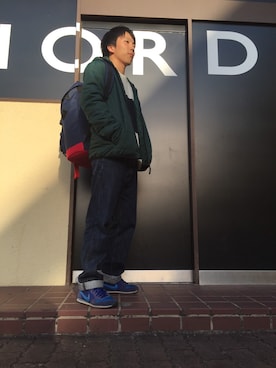 「GIORDANO（ジョルダーノ）のアイテム」を使った、GIORDANOサンステ福山店さん（メンズ・160cm）の秋コーディネート