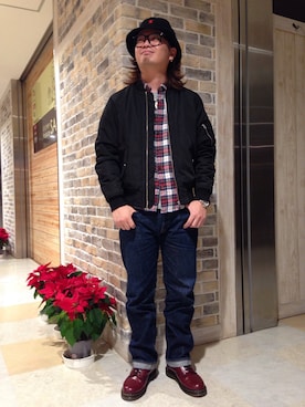 「Levi's」｜「アイテム（アクセサリー）」を使った、GIORDANOサンステ福山店さん（メンズ・170cm）の冬コーディネート