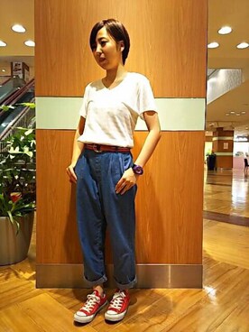 「GIORDANO」｜GIORDANOサンステ福山店さん（レディース・153cm）の夏コーディネート