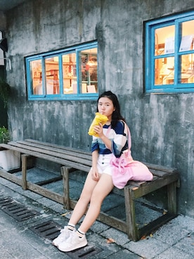 「HYPE（ハイプ）のアイテム（バッグ）」を使った、陳昱華さん（レディース・150cm）の秋コーディネート