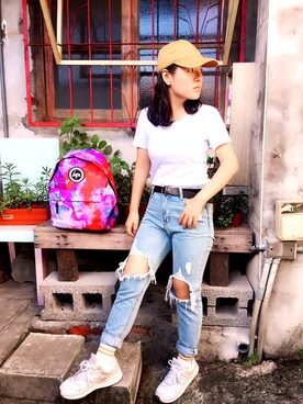 「HYPE（ハイプ）のアイテム（バッグ）」を使った、陳昱華さん（レディース・150cm）の秋コーディネート