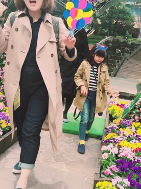 「カジュアルダウン」｜「アイテム（トレンチコート）」を使った、milkさん（レディース・157cm）の春コーディネート