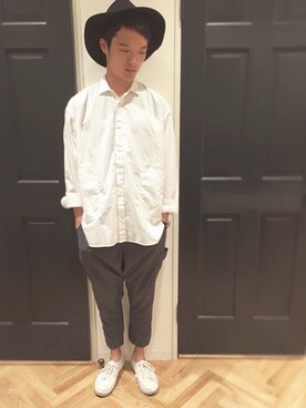 yusukeさんの「rehacer :Pilgrim Wide Shirt Made in Okayama Japan / プリグリムワイドシャツ メイドイン岡山ジャパン」を使ったコーディネート