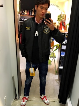 「Alpha Industries（アルファインダストリーズ）のアイテム（トップス）」を使った、yusukeさん（メンズ・178cm）の秋コーディネート