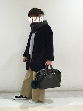 「CONVERSE（コンバース）のCONVERSE コンバース ALL STAR HI オールスター ハイ　（スニーカー）」を使った、Jun*さん（レディース・157cm）の冬コーディネート