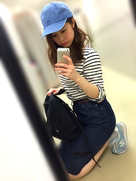 「RAY CASSIN（レイカズン）のアイテム（キャップ）」を使った、YuiKoさん（レディース・163cm）の春コーディネート
