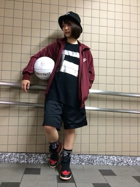 「エアジョーダン」｜「アイテム（その他アウター）」を使った、あいぴさん（レディース・162cm）の夏コーディネート