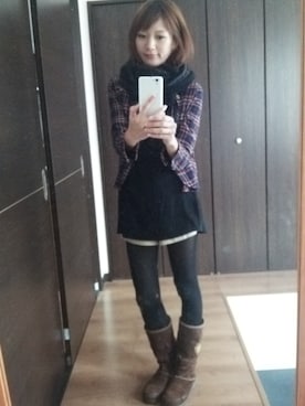 「ROXY（ロキシー）のアイテム（ブーツ）」を使った、amichanさん（レディース・165cm）の秋コーディネート