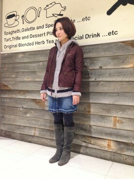 「TYPE BLUE（タイプブルー）のアイテム（スカート）」を使った、eriさん（レディース・153cm）の冬コーディネート