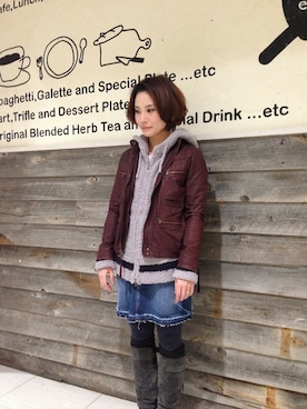 「TYPE BLUE（タイプブルー）のアイテム（スカート）」を使った、eriさん（レディース・153cm）の冬コーディネート