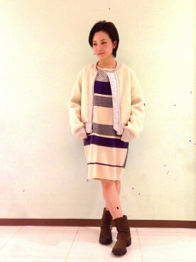 「ドッキングワンピ」｜「アイテム（MA-1）」を使った、eriさん（レディース・153cm）の秋コーディネート