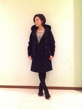 「AVIREX（アヴィレックス）のアイテム（ピーコート）」を使った、eriさん（レディース・153cm）の秋コーディネート