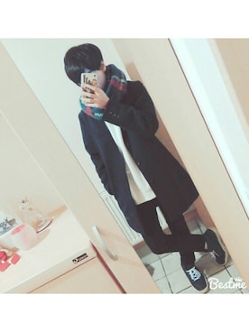「EDWIN（エドウィン）のアイテム（モカシン/デッキシューズ）」を使った、ひびさん（メンズ・170cm）の冬コーディネート