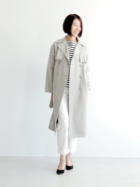 「Traditional Weatherwear」｜「アイテム（トレンチコート）」を使った、宮崎夢夏さん（レディース・167cm）の夏コーディネート