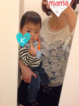 「ボーダーTシャツ」｜me-☆i-さん（キッズ・70cm）の春コーディネート