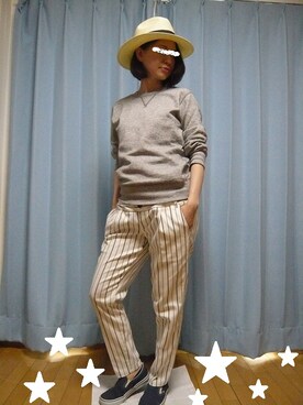 「Ray BEAMS（レイビームス）のRay BEAMS / 中折れ HAT（ハット）」を使った、mogumoguさん（レディース・160cm）の夏コーディネート