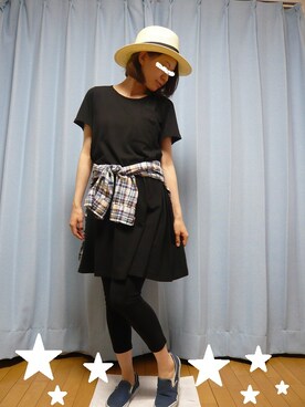 「Ray BEAMS（レイビームス）のRay BEAMS / 中折れ HAT（ハット）」を使った、mogumoguさん（レディース・160cm）の夏コーディネート