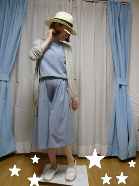 「Ray BEAMS（レイビームス）のRay BEAMS / 中折れ HAT（ハット）」を使った、mogumoguさん（レディース・160cm）の夏コーディネート