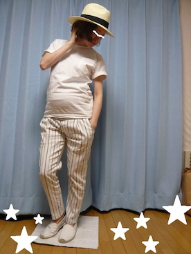 「Ray BEAMS（レイビームス）のRay BEAMS / 中折れ HAT（ハット）」を使った、mogumoguさん（レディース・160cm）の夏コーディネート