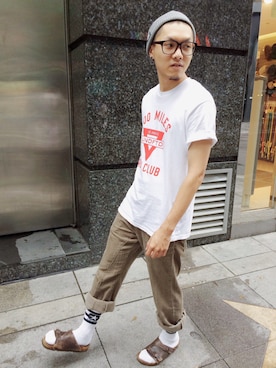 「FTC（エフティーシー）のアイテム（ニットキャップ/ビーニー）」を使った、Denzel Chengさん（メンズ・172cm）の夏コーディネート