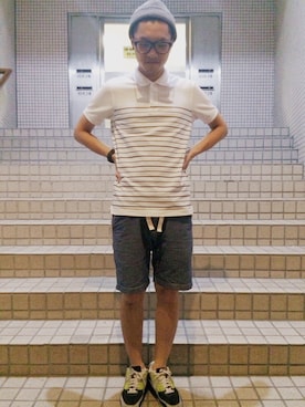 「FTC（エフティーシー）のアイテム（ニットキャップ/ビーニー）」を使った、Denzel Chengさん（メンズ・172cm）の夏コーディネート