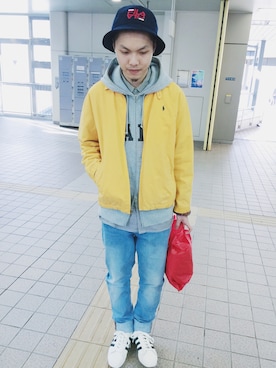 「アイテム（デニムジャケット）」を使った、Denzel Chengさん（メンズ・172cm・20代）の冬コーディネート