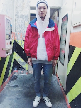 「JOYRICH」｜「アイテム（ニットキャップ/ビーニー）」を使った、Denzel Chengさん（メンズ・172cm）の冬コーディネート