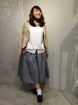「AS KNOW AS PINKY（アズノゥアズピンキー）のアイテム（ライダースジャケット）」を使った、よしださん（レディース・157cm）の冬コーディネート