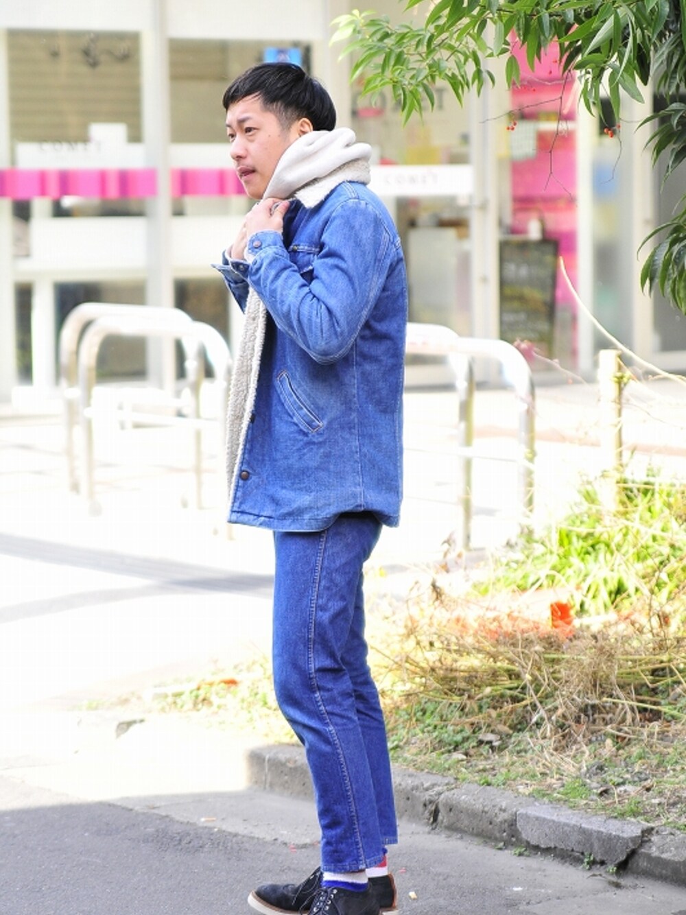 「 古着、デニムオンデニム」｜「Wranglerの70S Denim Boa Ranch Jacket（デニムジャケット、ブルー系）」を使った、TsukasaKanamaruさん（メンズ・168cm）の冬コーディネートの1枚目の写真