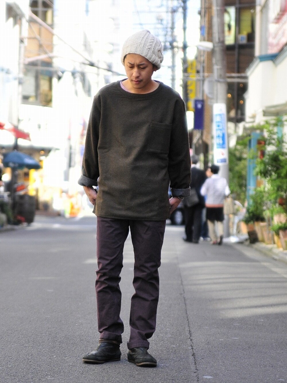 「HEALTHのComfort Slim Pants（その他パンツ、パープル系）」を使った、TsukasaKanamaruさん（メンズ・168cm）の冬コーディネートの1枚目の写真