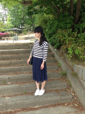 「MINIMUM（ミニマム）のアイテム（スカート）」を使った、mecoさん（レディース・158cm）の春コーディネート