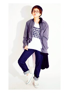 「Y's（ワイズ）のアイテム（ニットキャップ/ビーニー）」を使った、PLAYFULさん（レディース・157cm）の秋コーディネート