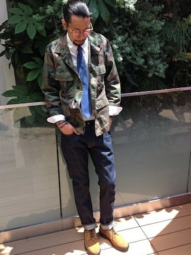 「Journal Standard TRISECT（トライセクト）のアイテム（フォーマルスーツ/小物）」を使った、JOURNAL STANDARDメンズ 福岡店スタッフさん（メンズ・177cm）の夏コーディネート