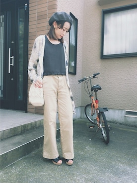 「シルク」｜「アイテム（ハンチング/ベレー帽）」を使った、mayukoさん（レディース・154cm）の夏コーディネート