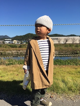 「青空」｜「アイテム（チェスターコート）」を使った、kaiとんさん（キッズ・100cm）の秋コーディネート