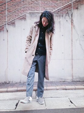 「N.HOOLYWOOD（N.ハリウッド）のアイテム（ステンカラーコート）」を使った、kokiさん（メンズ・180cm）の春コーディネート