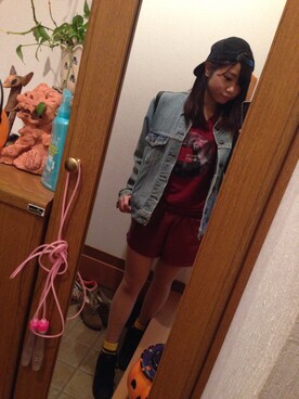 「used mix」｜「アイテム（デニムジャケット）」を使った、NeCOさん（レディース・157cm）の秋コーディネート