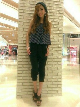 「VENCEEXCHANGE（ヴァンスエクスチェンジ）のアイテム（つなぎ/オールインワン）」を使った、chizuruさん（レディース・156cm）の夏コーディネート