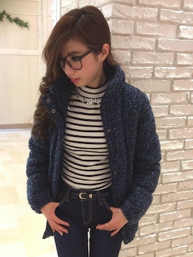 「VENCEEXCHANGE（ヴァンスエクスチェンジ）のアイテム（ダウンジャケット/コート）」を使った、chizuruさん（レディース・156cm）の冬コーディネート