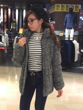 「VENCEEXCHANGE（ヴァンスエクスチェンジ）のアイテム（ダウンジャケット/コート）」を使った、chizuruさん（レディース・156cm）の冬コーディネート